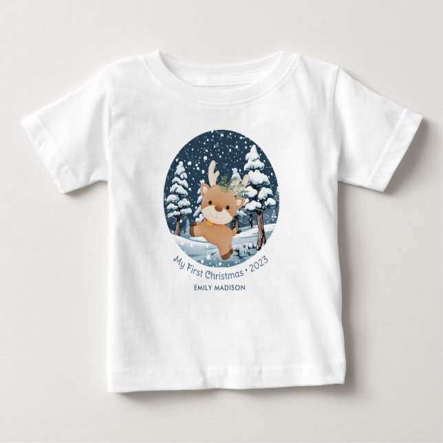 Min första julklapp Hjort i Snö T Shirt (Framsida)