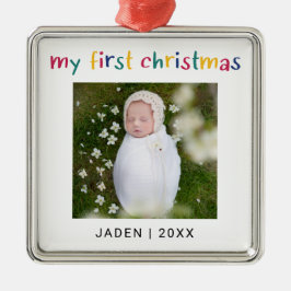 Min första julklapp i Baby, fotopatfärgad cute Julgransprydnad Metall