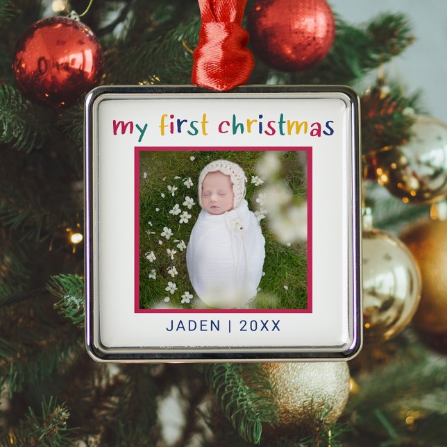 Min första julklapp i Baby, fotopatfärgad cute Julgransprydnad Metall (Skapare uppladdad)