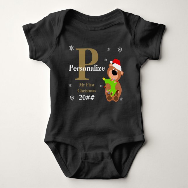 Min första julklapp Julgran Monogram Ba T Shirt (Framsida)