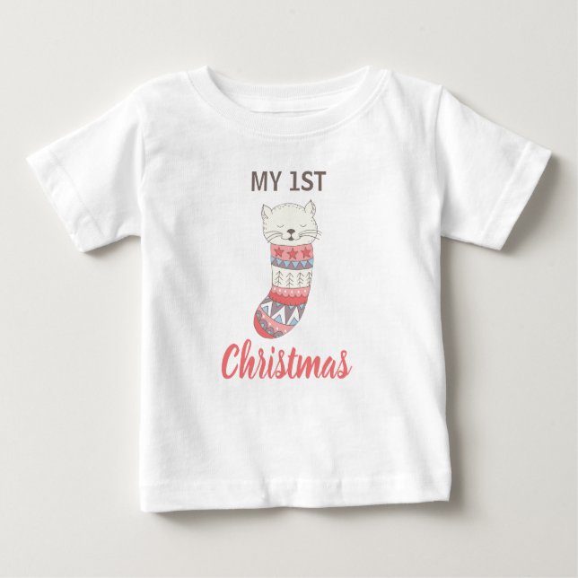 Min första julklapp Kattunge i Stocken T Shirt (Framsida)