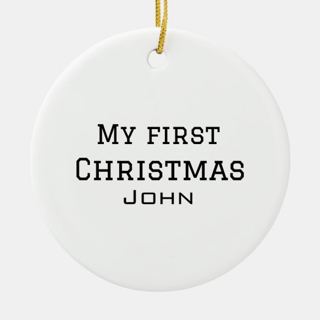 Min första julklapp lägger till namn maskulin mana julgransprydnad keramik (Framsidan)