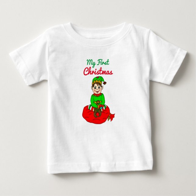 Min första julklapp, Tecknaden Elf Baby T Shirt (Framsida)