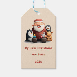 Min första julklapp, tomten och djuren presentetikett