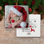 Min första julnyfödda Baby-födelsetafoto Julgransprydnad Keramik<br><div class="desc">Att välkomna en nyfödd bebis-jul är en av livets glada tillfälle. Du kan låta det hända med de här söta nyfödda baby-prydnadsämnena. Sätt enkelt in baby-information på baksidan och ge den bästa presenten någonsin.</div>