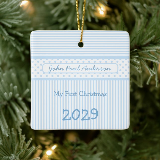 Min Första Julrandiga Liten Tröja Foto Ornament (Träd)