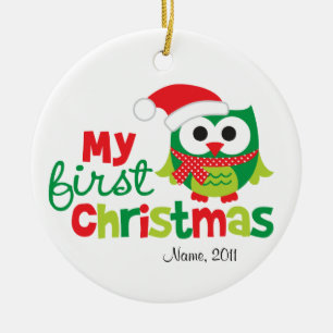 Min första julSanta uggla Julgransprydnad Keramik