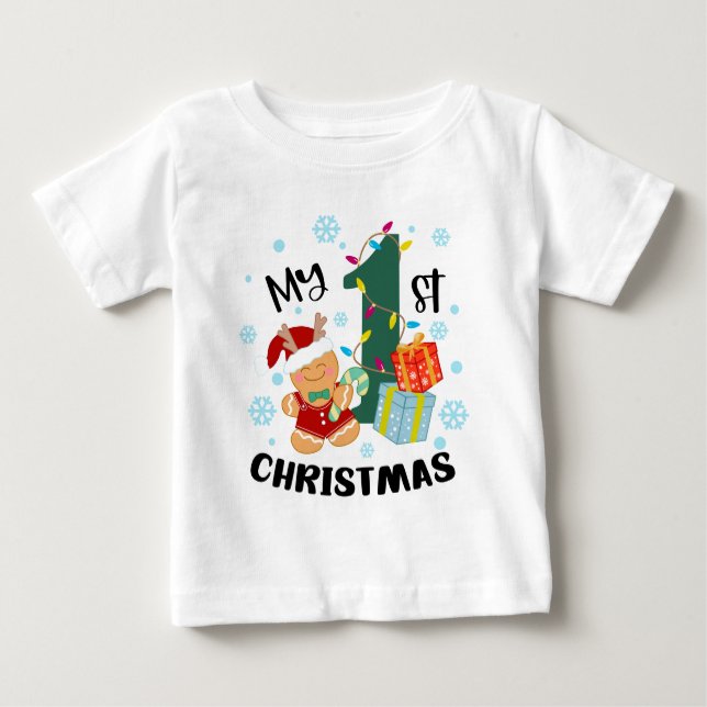 Min första jultypografi Cute Gingertea T Shirt (Framsida)