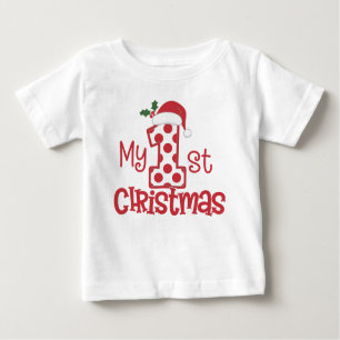 Min första jultypografi Cute Red Polka Dot T Shirt