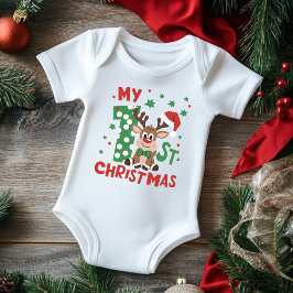 Min första jultypografi Cute Reindeer T Shirt