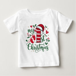 Min första jultypografi Cute Santa Hat T Shirt