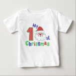 Min första jultypografi Cute Santa T Shirt<br><div class="desc">Min första jultypografi Cute Santa Flicka Baby T-Shirt har texten "Min första jul" i modern manustypografi accentuerad med en festlig tomt. Perfektens julklapp till pojke eller flicka. Skapat av Evco Studio www.zazzle.com/store/evcostudio</div>