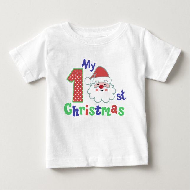 Min första jultypografi Cute Santa T Shirt (Framsida)