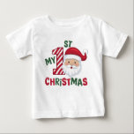 Min första jultypografi Cute Santa T Shirt<br><div class="desc">Min första jultypografi Cute Santa Flicka Pojke Baby T-shirt har texten "Min första jul" i modern manustypografi accentuerad med en söt tomt. Perfektens julklapp till flicka eller pojke. Skapat av Evco Studio www.zazzle.com/store/evcostudio</div>