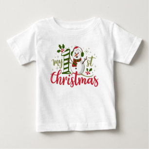 Min första jultypografi Cute Snögubbe T Shirt