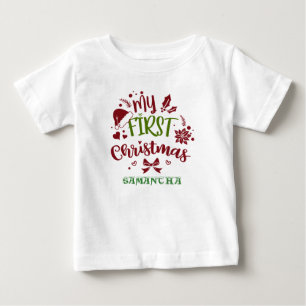 Min första jultypografi, julhatt Monogram T Shirt