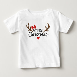 Min första jultypografi Simple Antlers Bow T Shirt