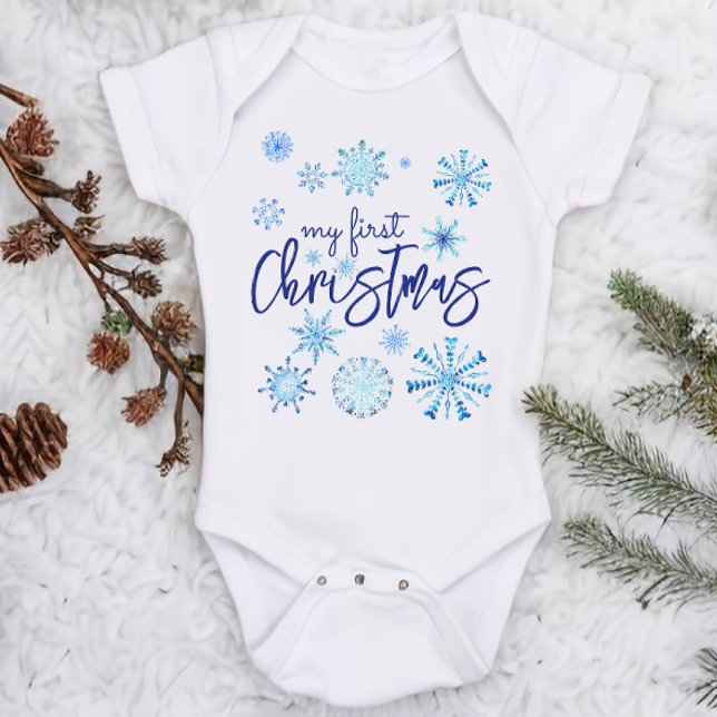Min första julunge blå snöflingor t shirt (Skapare uppladdad)
