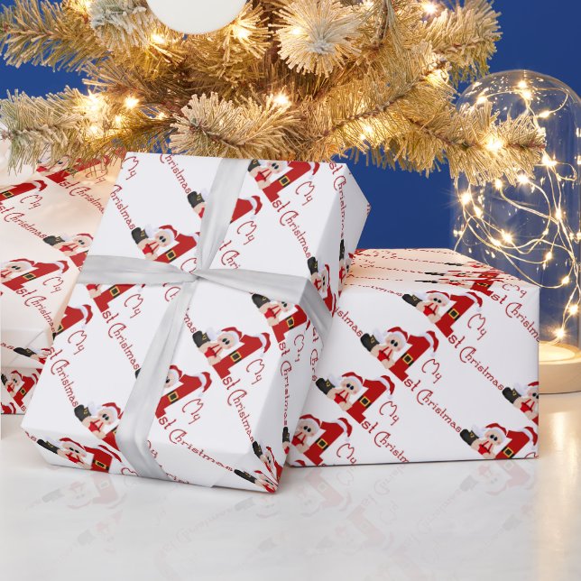 Min första julunisex baby omsluter pappert presentpapper (Helgdagar)
