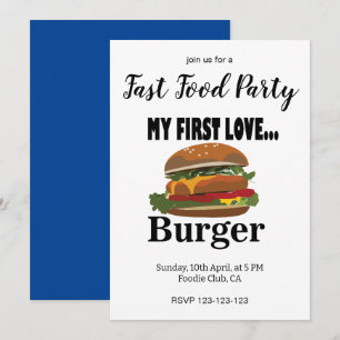 Min Första Kärlek Burger Snabbmat Festa Inbjudningar