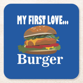 Min första Kärlek Burger Underlägg Papper Kvadrat