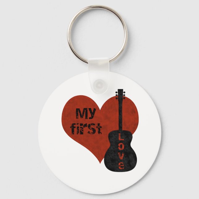 Min första Kärlek-Guitar-nyckelkedja Nyckelring (Framsida)