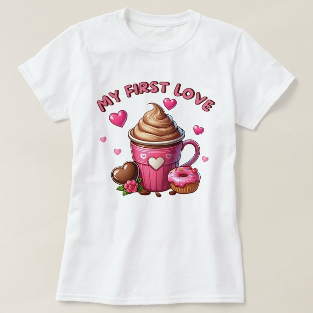 Min första Kärlek-kaka och kaffe T Shirt (Design framsida)