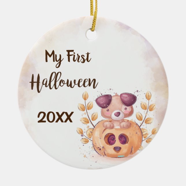 Min första keramiska prydnadsföremål i Happy hallo Julgransprydnad Keramik (Framsidan)