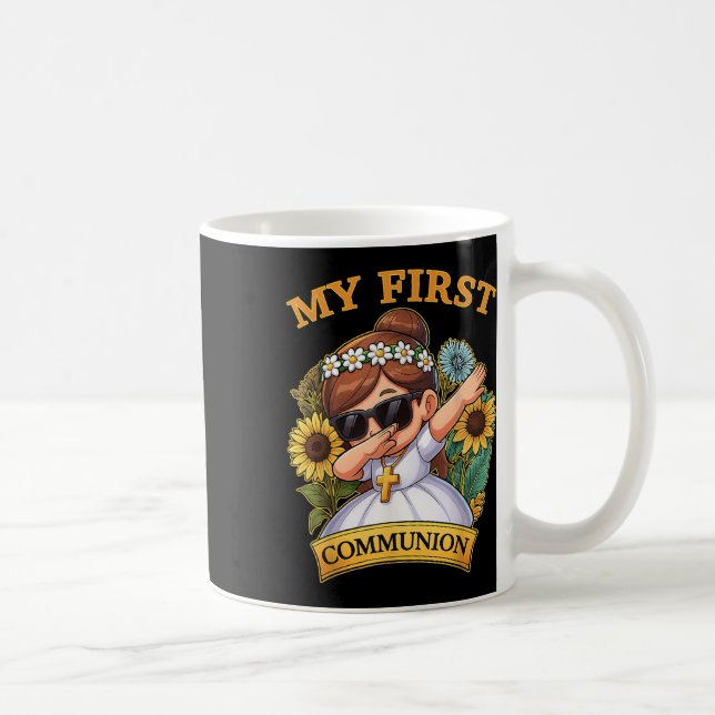 Min första kommunion flickor dabbar 1:a religiösa  kaffemugg (Höger)