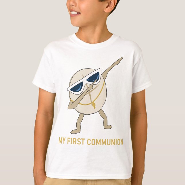 Min första kommunision Dabbing Wafer-katolik T Shirt (Framsida)