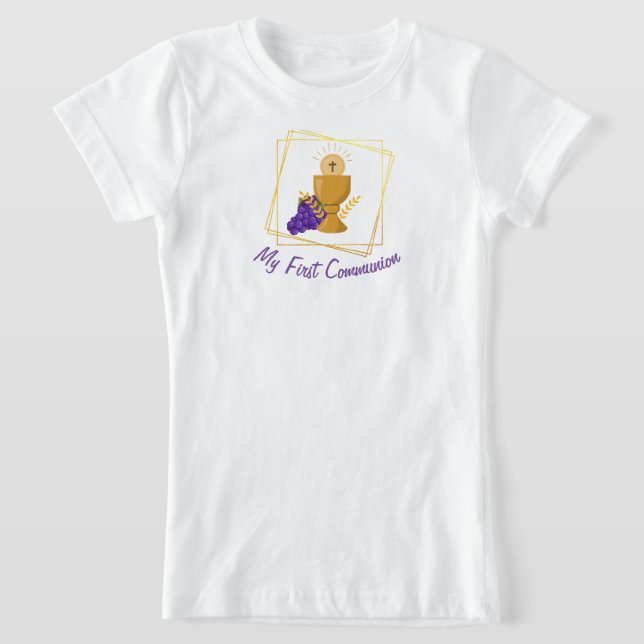 Min första kommunision Kids Tshirt, White Tshirt T Shirt (Laydown)