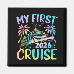 Min första kryssning 2026 Semester Tie Dye Familje Magnet