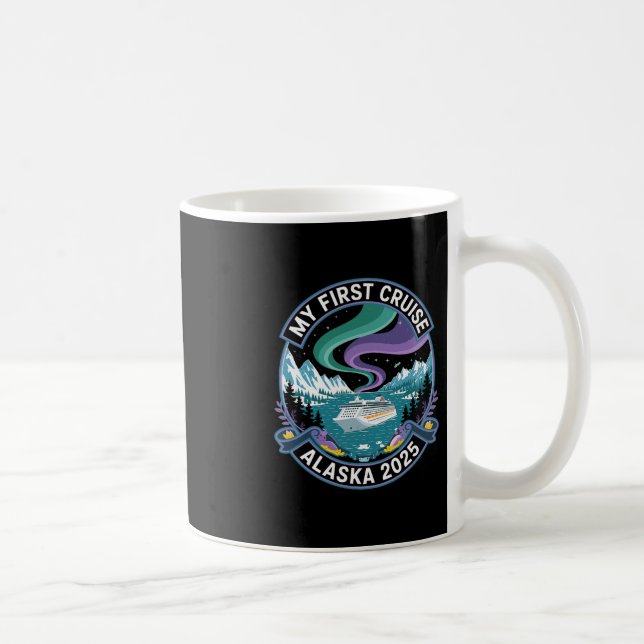 Min Första Kryssning Alaska 2025 Tröja Norrsken  Kaffemugg (Höger)