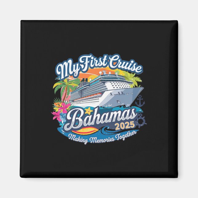 Min första kryssning Bahamas 2025 Cute First Cruis Magnet (Framsidan)
