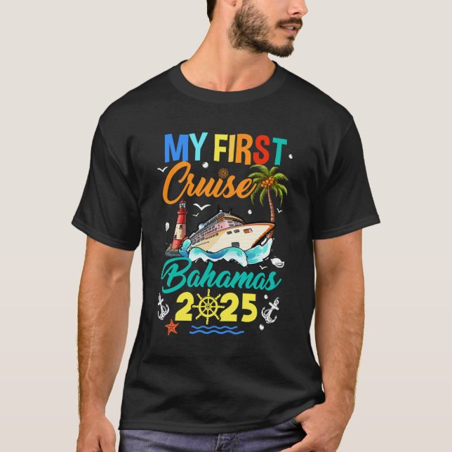 Min första kryssning Bahamas 2025-familjens matcha T Shirt (Framsida)