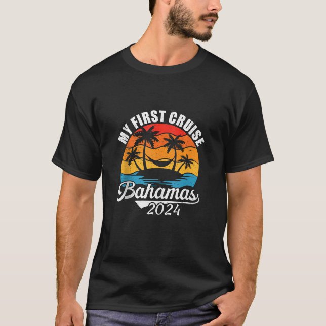 Min första kryssning i Bahamas 2024 Lustigt familj T Shirt (Framsida)
