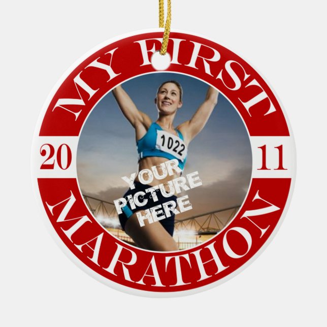 Min första maraton - 2011 julgransprydnad keramik (Framsidan)