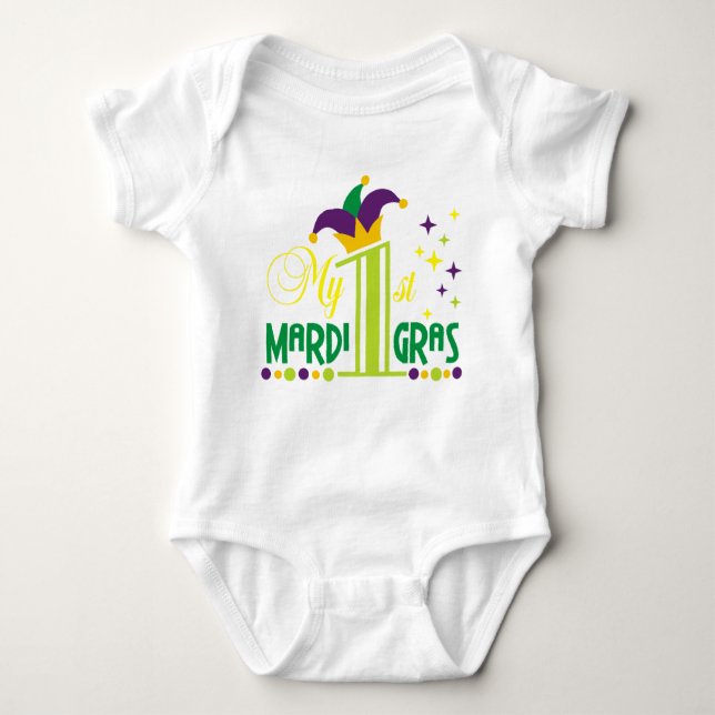 Min första Mardi Gras - Baby Bodykostym för Carniv T Shirt (Framsida)