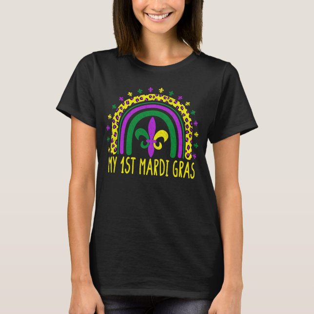 Min första Mardi Gras Cute Leopard Rainbow Women G T Shirt (Framsida)