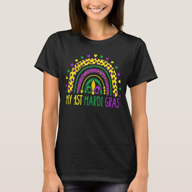 Min första Mardi Gras Cute Leopard Rainbow Women G T Shirt (Framsida)