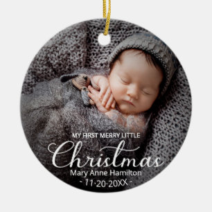 Min första Merry Little jul Newborn Baby Julgransprydnad Keramik