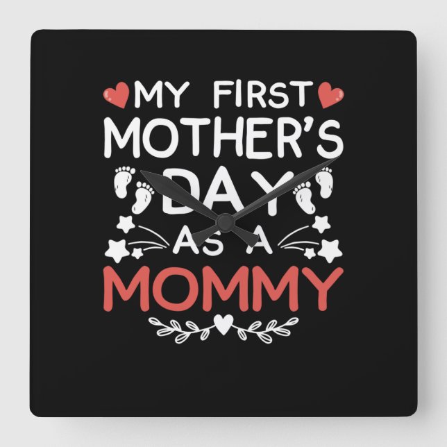 Min första Mors dag som Mamma Fyrkantig Klocka (Framsida)