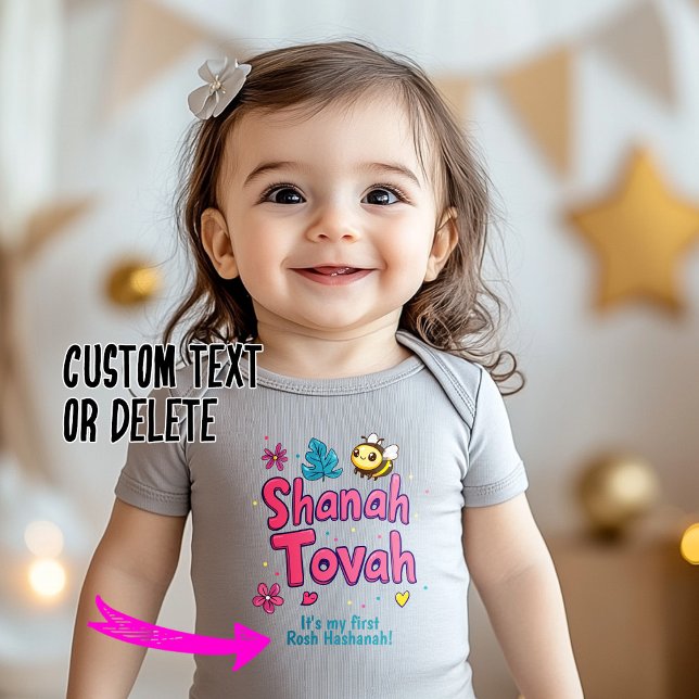 🍎 min första någonsin Rosh Hashanah med anpassnin T Shirt (🍎 My first Ever Rosh Hashanah with custom text Baby Bodysuit)