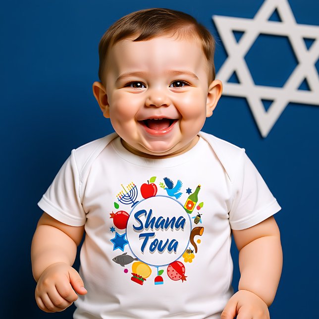 🍯 🍎 🐟 min första någonsin Rosh Hashanah med Sha T Shirt (🍯 🍎🐟My first Ever Rosh Hashanah with Shana Tova Baby Bodysuit)