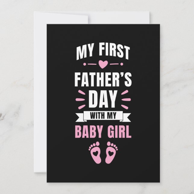 Min första nyfödda dotter i Fars dag Baby Inbjudningar (Framsida)