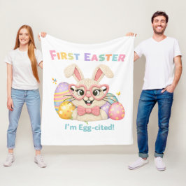 Min Första Påsk Ägg-citerade Kanin Baby Present Fleecefilt