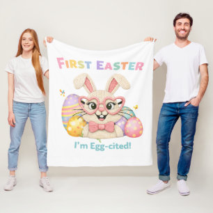 Min Första Påsk Ägg-citerade Kanin Baby Present Fleecefilt