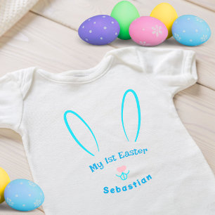 Min första påsk blå kanin baby bodysuit t shirt