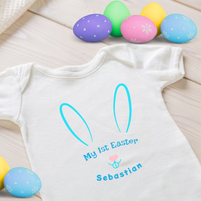 Min första påsk blå kanin baby bodysuit t shirt (Skapare uppladdad)