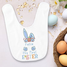 Min första Påsk Blue Bunny Öron och Eggs Boy